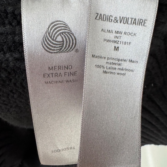 Zadig and Voltaire Alma Rock and Roll Iconic Merino Wool Turtleneck Sweater M - Picture 5 of 8